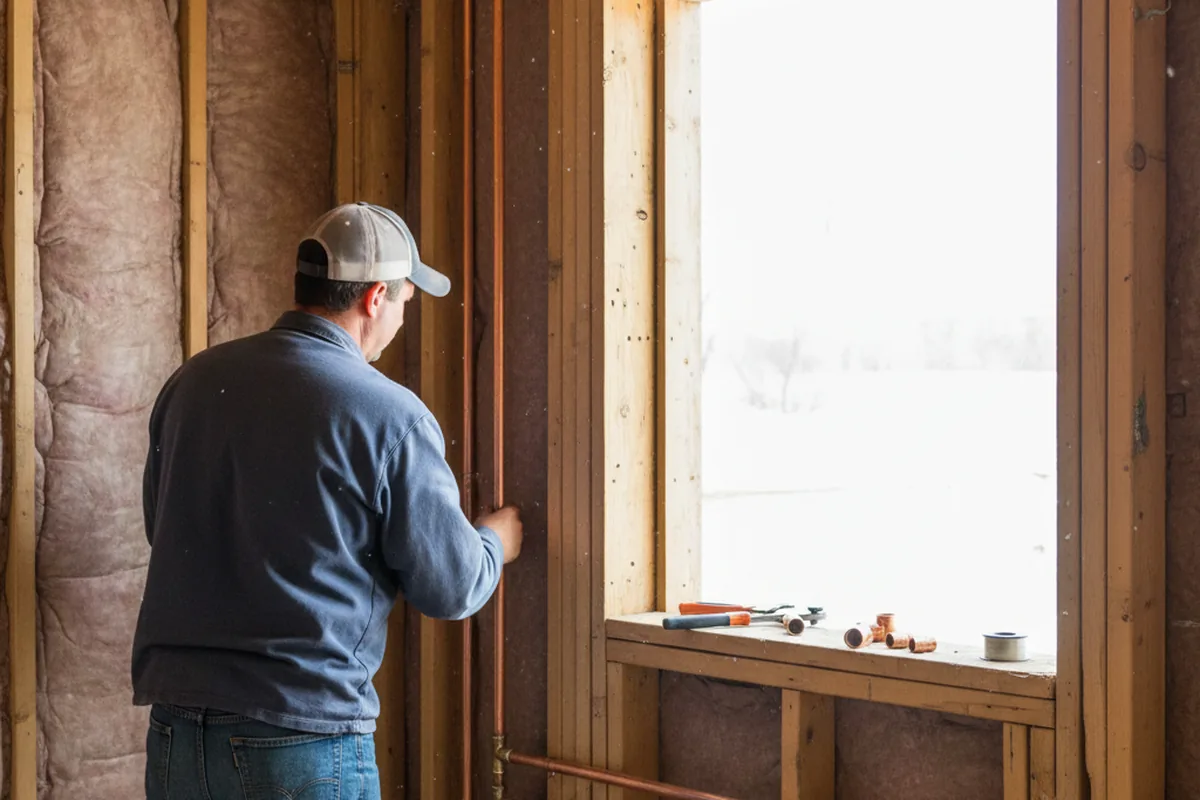 Licensed plumber running new copper supply lines in a Sackets Harbor home
