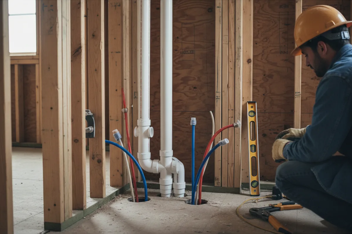 Drain and supply rough-in during Sump Pump Repair in Sackets Harbor