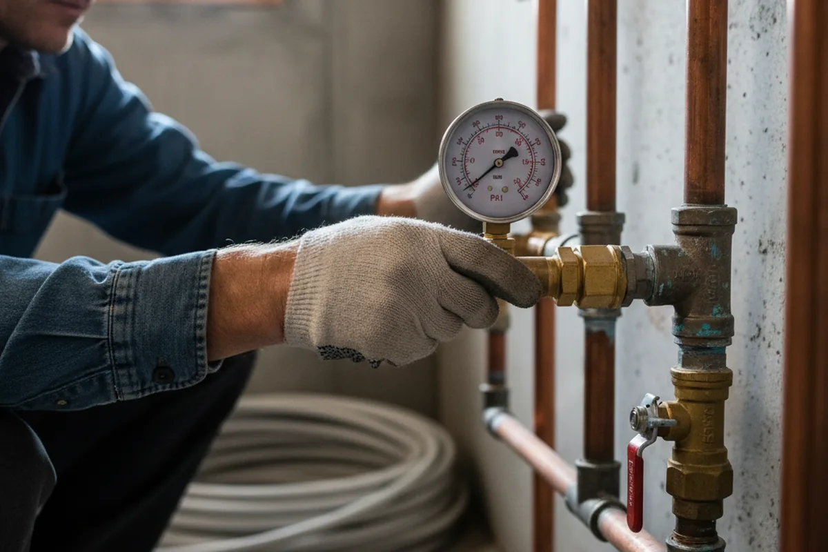 Pressure testing a repaired line during Water Line Repair in Sackets Harbor